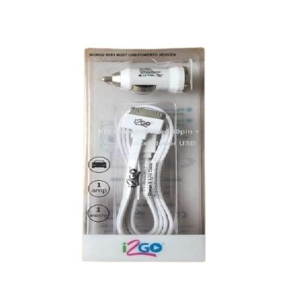 Imagem de Kit Usb + Acendedor para Iphone (Branco) - I2GO I2GCARKI4WH