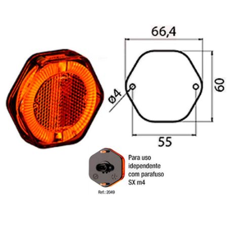 Imagem de Lanterna Lateral Led com Guia Luz Amarela - SINALSUL 2049AM