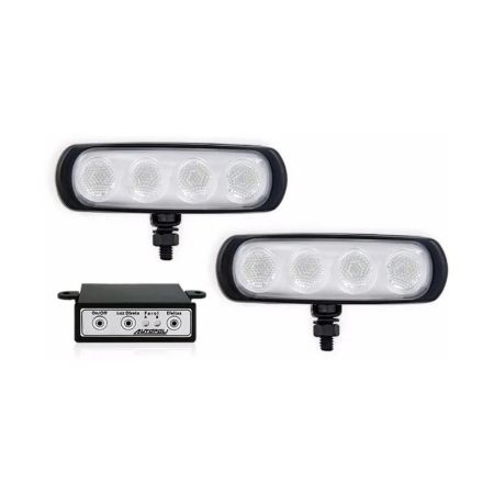 Imagem de Kit Farol Auxiliar Corpo New Slim 4 Leds Preto 12/24V Âmbar - AUTOPOLI AL645