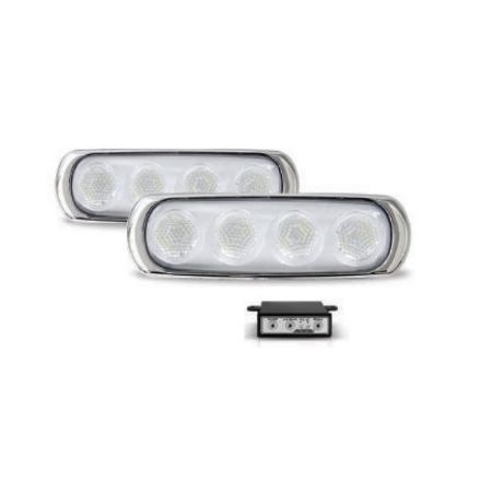 Imagem de Kit Farol Auxiliar Corpo New Slim 4 Leds 4W Kit Cromado 12/24V Branco - AUTOPOLI AL651