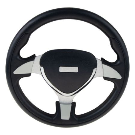 Imagem de Volante de Direção Esportivo Crimson Preto Prata Cromado 350mm - AUTOMOTIVE IMPORTS ZN4646005