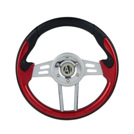 Imagem de Volante de Direção Esportivo Lava Vermelho Preto Cinza 350mm - AUTOMOTIVE IMPORTS ZN4646019