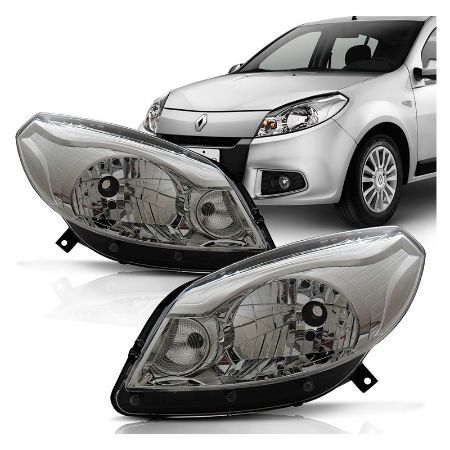 Imagem de Farol Principal RENAULT SANDERO Lado Direito Máscara Cromada - RUFATO 25574