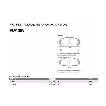 Imagem de Pastilha de Freio Dianteira HONDA ACCORD/CIVIC - FRAS-LE PD1388