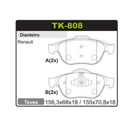 Imagem de Pastilha de Freio Dianteira RENAULT MEGANE/SCENIC Sistema Teves - TK FREIOS TK808