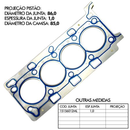 Imagem de Junta do Cabeçote NISSAN FRONTIER Metal - BASTOS JUNTAS 15156012ML