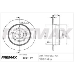 Imagem de Disco de Freio Traseiro - FREMAX BD0119