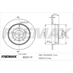 Imagem de Disco de Freio Traseiro - FREMAX BD0119