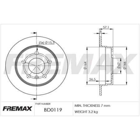 Imagem de Disco de Freio Traseiro - FREMAX BD0119