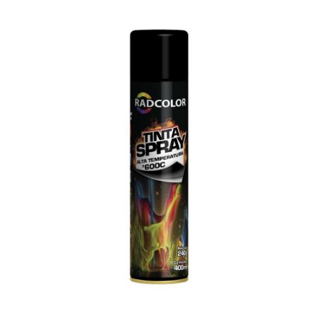 Imagem de Tinta Spray Preto Fosco Alta Temperatura 400ml - RADNAQ RC210306