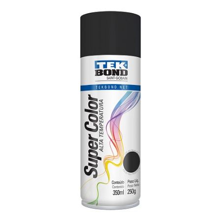 Imagem de Tinta Spray Preto Brilhante Alta Temperatura 350ml/250g - TEKBOND/ADESPEC 23251006900