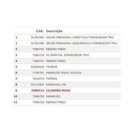 Imagem de Cilindro de Roda Sistema TRW - FIAT 7086715