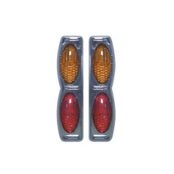 Imagem de Protetor de Porta Luminoso Oval Duplo Base Cromada Vermelha Laranja - SHEK PARTS 05012