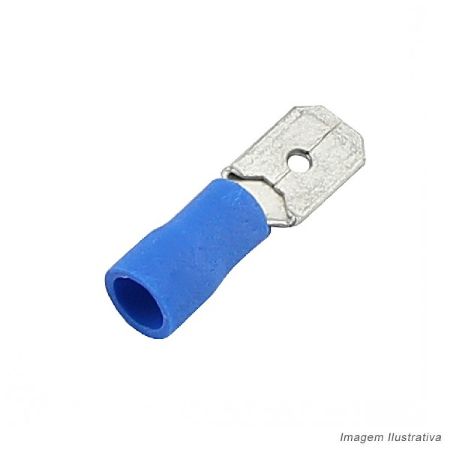 Imagem de Terminal Macho (20 Unidades) 6,3mm com Capa Borracha Azul - VONDER 2828020322