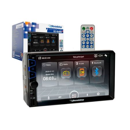 Imagem de Reprodutor de Vídeo Multimidia 7 Pol. 2 Din Usb/Auxiliar/Fm/Camera de Ré - ROADSTAR BRASIL RS404BRPLUS