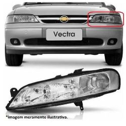 Imagem de Farol Principal CHEVROLET - GM VECTRA Lado Esquerdo Máscara Cromada Regulagem Manual - TYC 12689