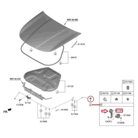 Imagem de Alavanca de Abertura do Capô KIA CERATO/SOUL  - KIA MOTORS 811812B000WK