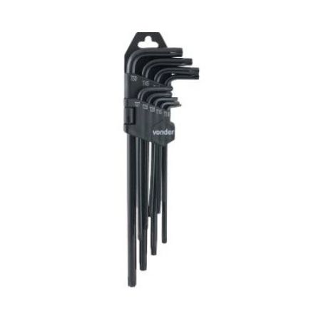 Imagem de Jogo de Chaves Torx Hexalobular Longo Com 9 Peças - VONDER 3573105000