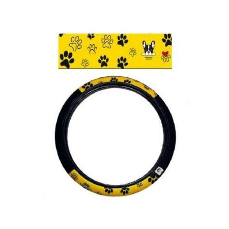Imagem de Capa de Volante Preta/Bulldog Amarelo 38cm - P2 ACESSÓRIOS AUTOMOTIVOS CP014