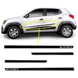 Imagem de Jogo de Friso Lateral RENAULT KWID Slim Preto com Nome 4 Peças - SANFIL 9536
