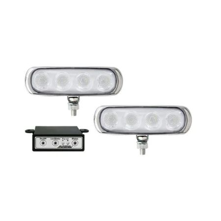 Imagem de Kit Farol Auxiliar Corpo New Slim Preto 4W Leds 12/24V Branco - AUTOPOLI AL646